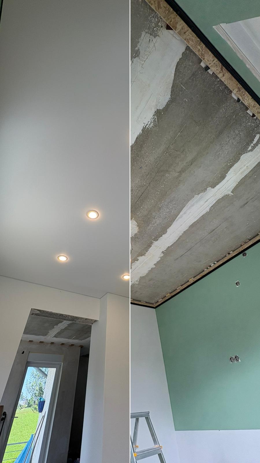 Spanndecke vorher nachher Spots